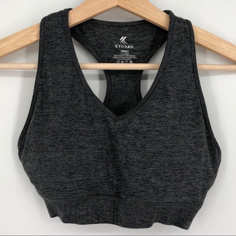 Kyodan Sports Bra Womens XS Gray Racerback Cutout Padded‎